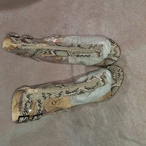 Brown Snake Fabric Bootie, size 7.5,  By Olivia Ferguson